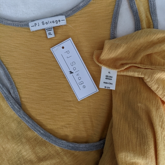 PJ Salvage Tank Lounge Embroider Daisy Racerback Scoop Neck Golden Yellow XL NWT - Picture 12 of 13